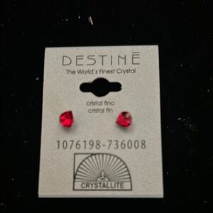 Red Crystal Heart Earrings